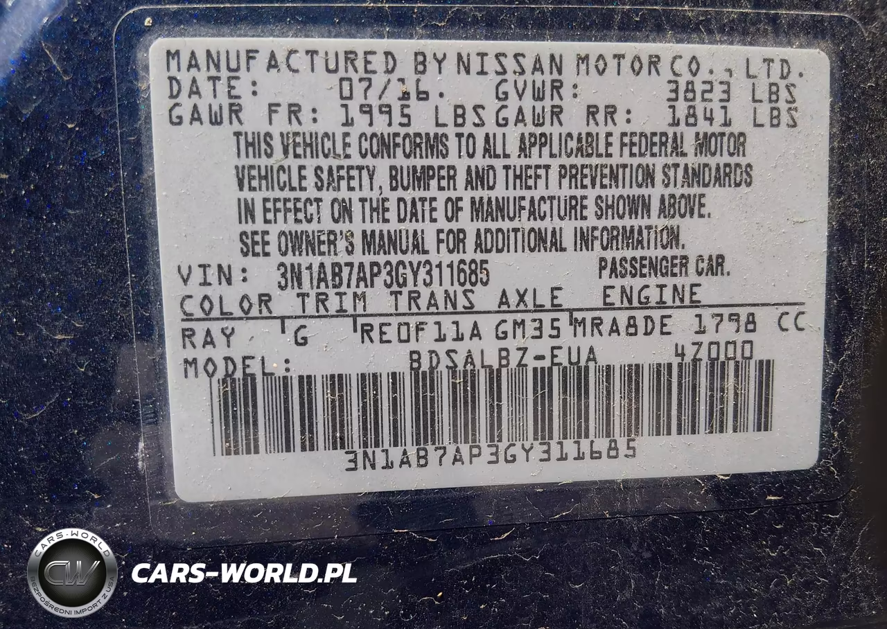 2016 Nissan Sentra S VIN:3N1AB7AP3GY311685 - 9