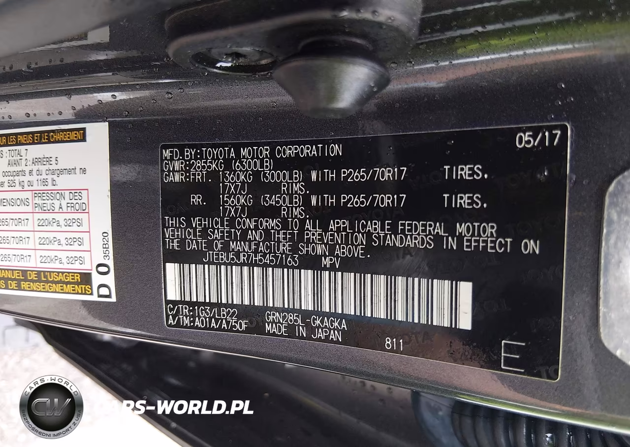 2017 Toyota 4Runner Sr5 Premium VIN:JTEBU5JR7H5457163 - 9