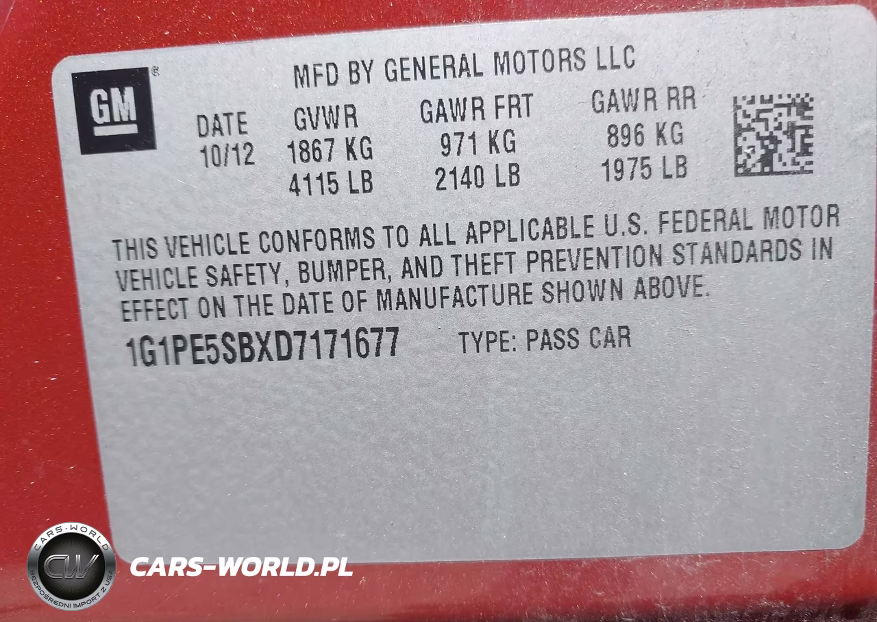 2013 Chevrolet Cruze 2Lt Auto VIN:1G1PE5SBXD7171677 - 9