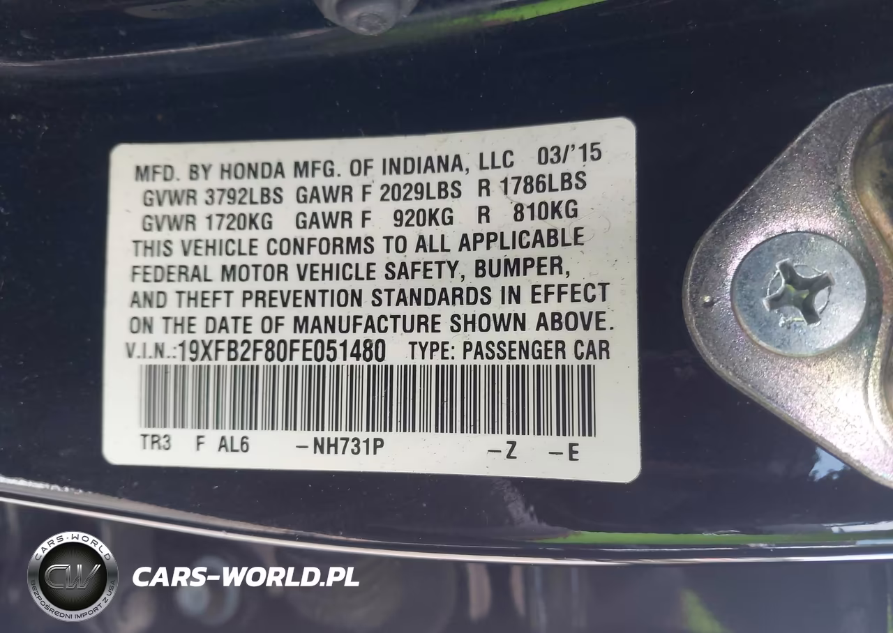 2015 Honda Civic Ex VIN:19XFB2F80FE051480 - 9