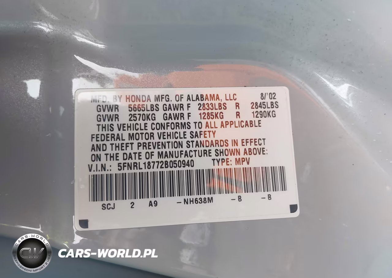 2002 Honda Odyssey Ex-L VIN:5FNRL18772B050940 - 9