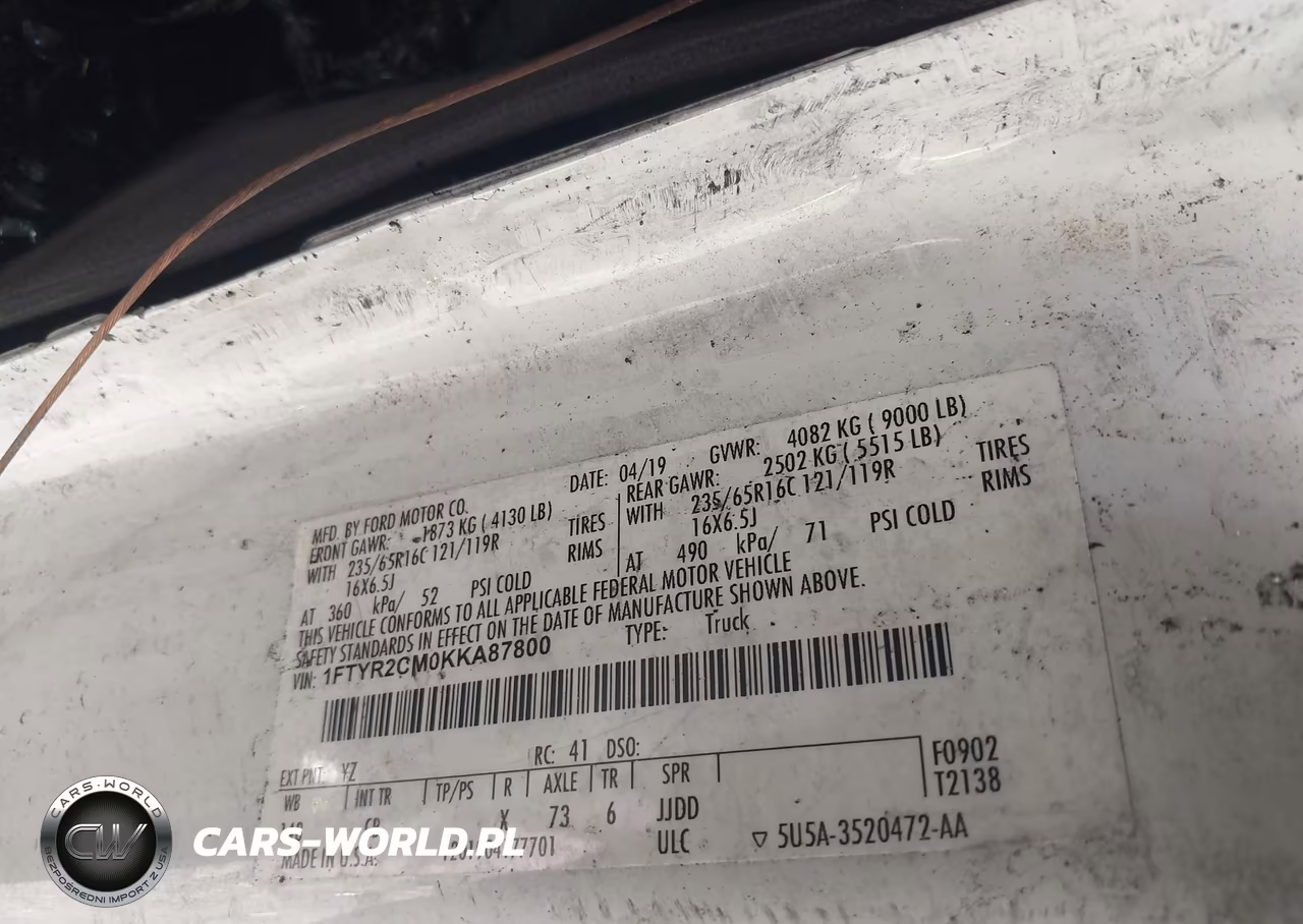 2019 Ford Transit-250 VIN:1FTYR2CM0KKA87800 - 9