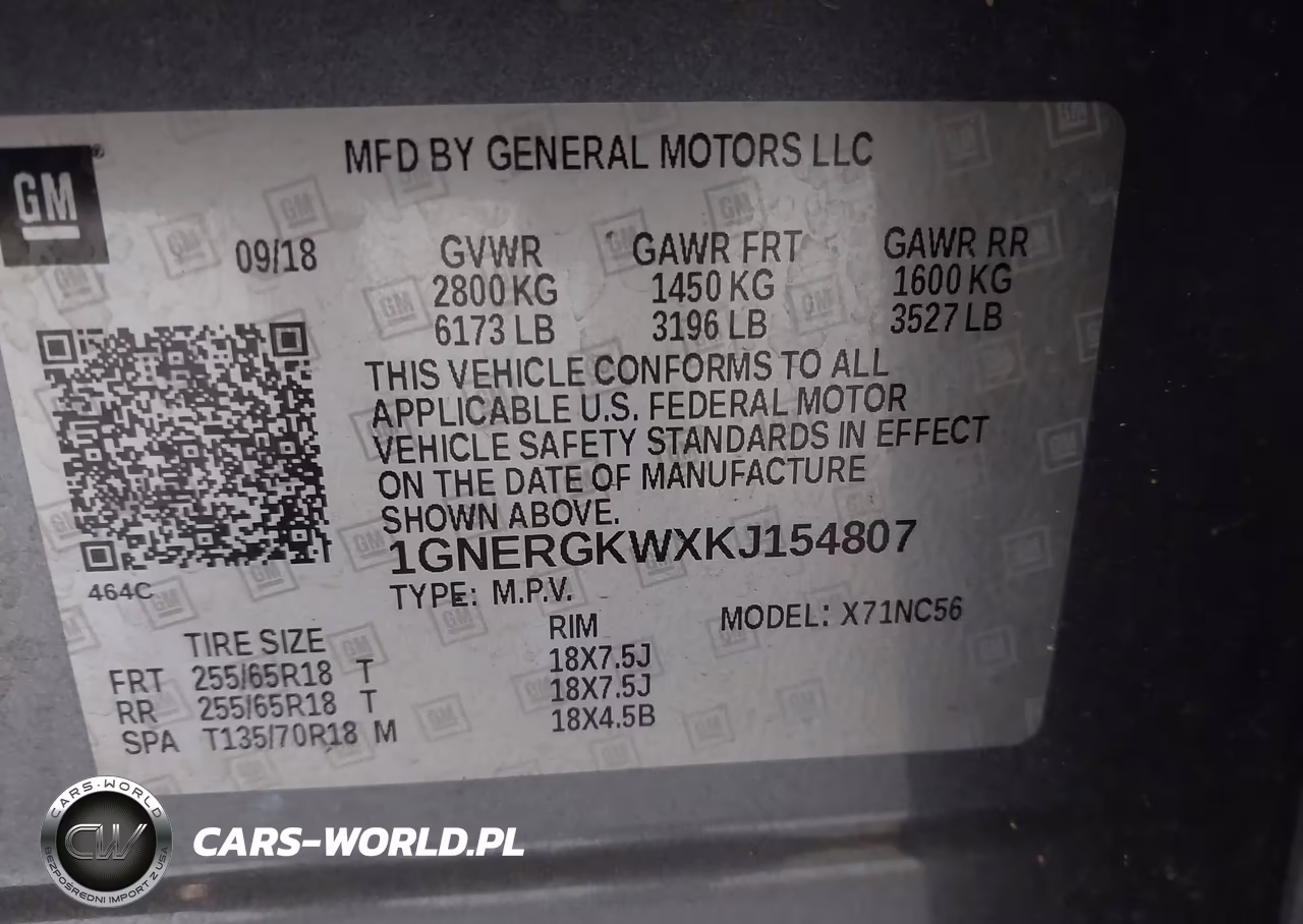 2019 Chevrolet Traverse 1Lt VIN:1GNERGKWXKJ154807 - 9