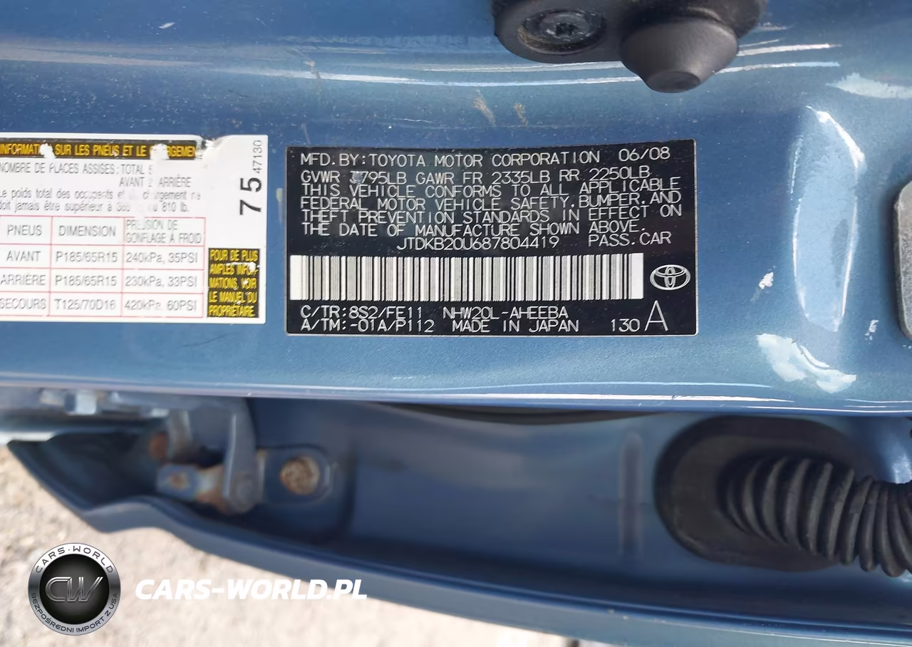 2008 Toyota Prius VIN:JTDKB20U687804419 - 9