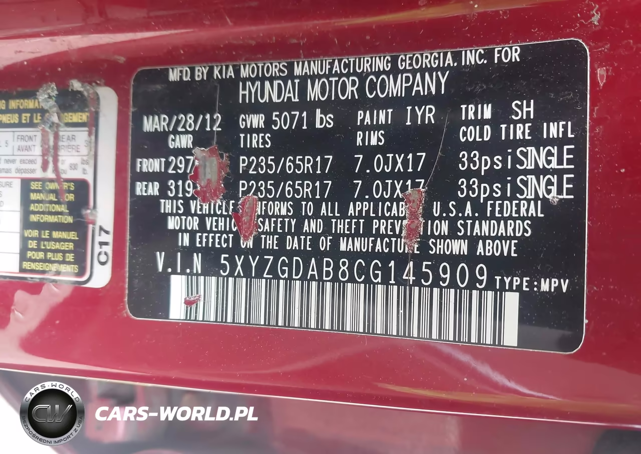 2012 Hyundai Santa Fe Gls VIN:5XYZGDAB8CG145909 - 9