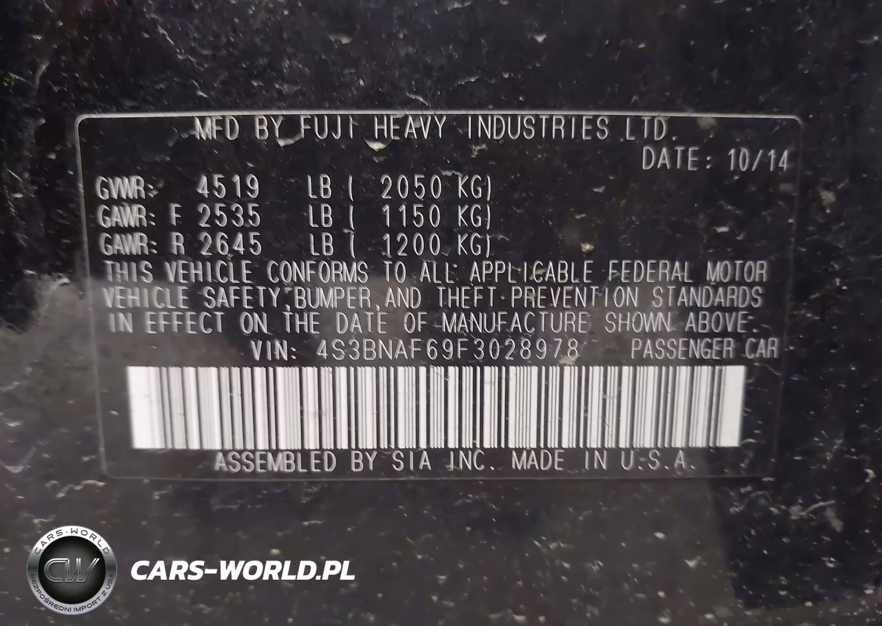 2015 Subaru Legacy 2.5I Premium VIN:4S3BNAF69F3028978 - 9