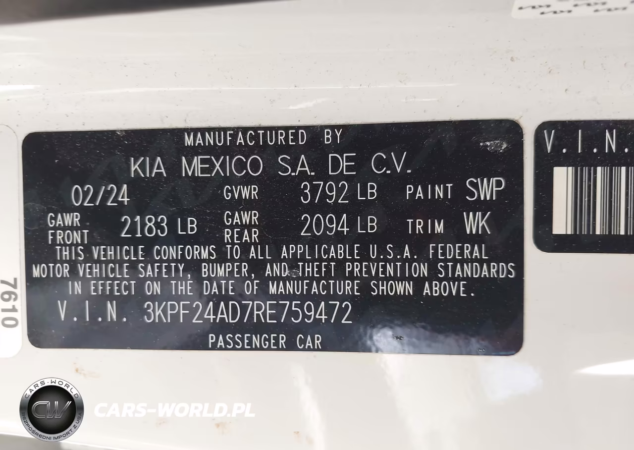 2024 Kia Forte Lxs VIN:3KPF24AD7RE759472 - 9
