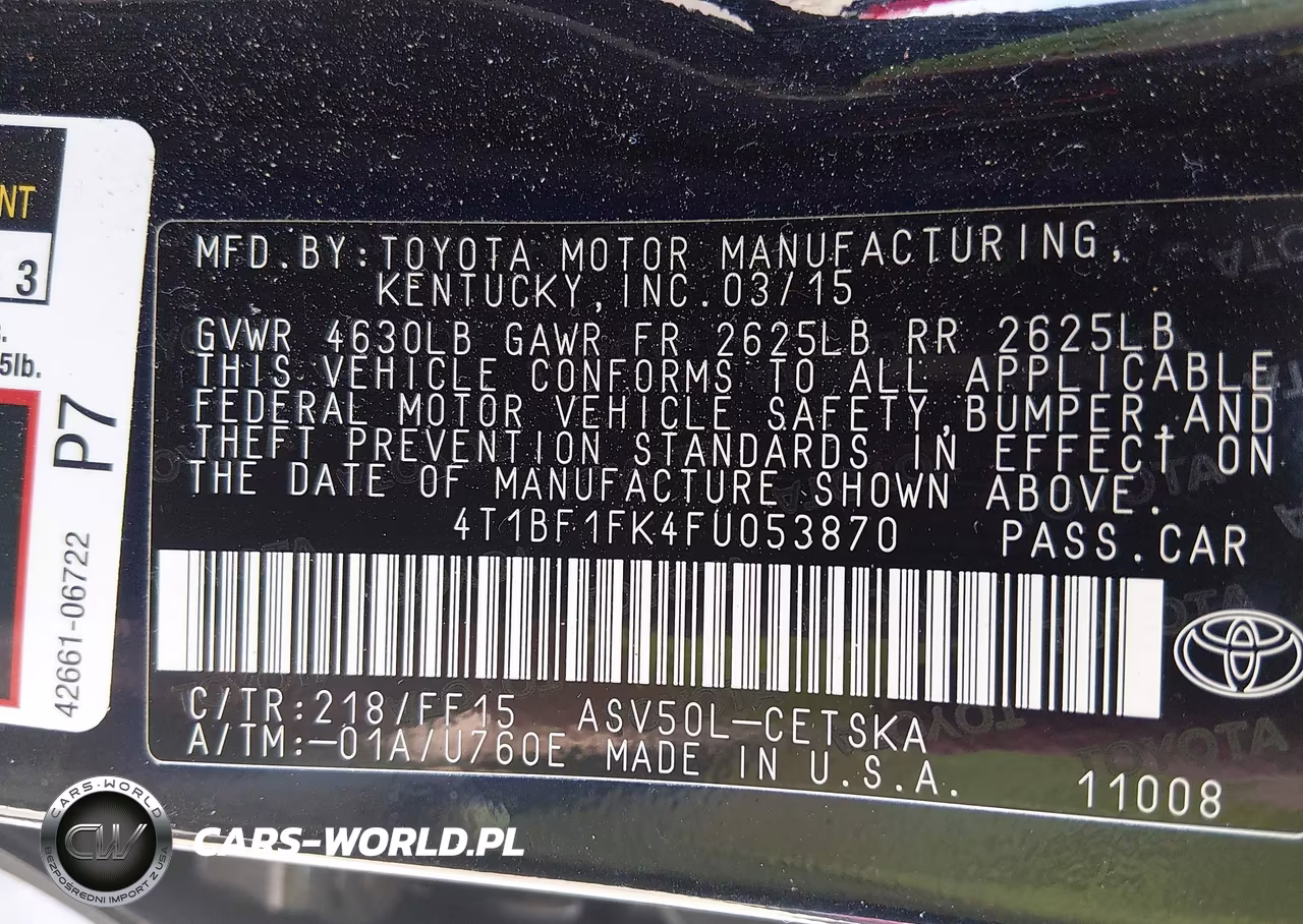 2015 Toyota Camry Se VIN:4T1BF1FK4FU053870 - 9