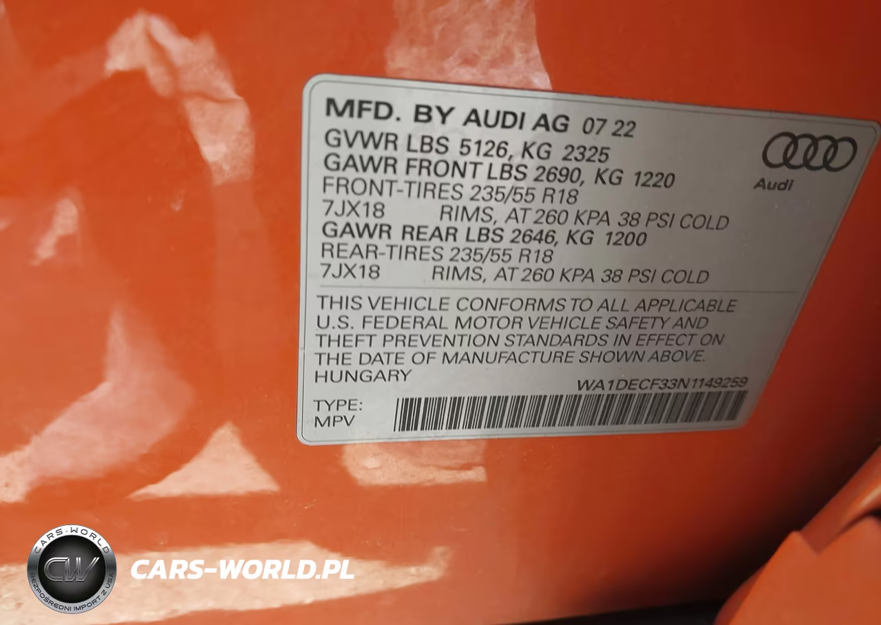 2022 Audi Q3 Premium 45 Tfsi S Line Quattro Tiptronic VIN:WA1DECF33N1149259 - 9