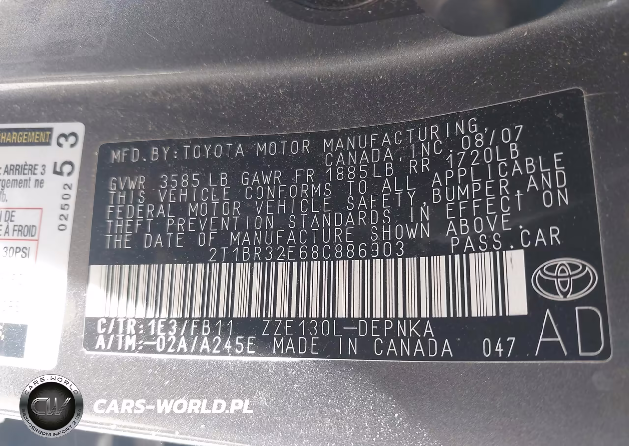 2008 Toyota Corolla Le VIN:2T1BR32E68C886903 - 9