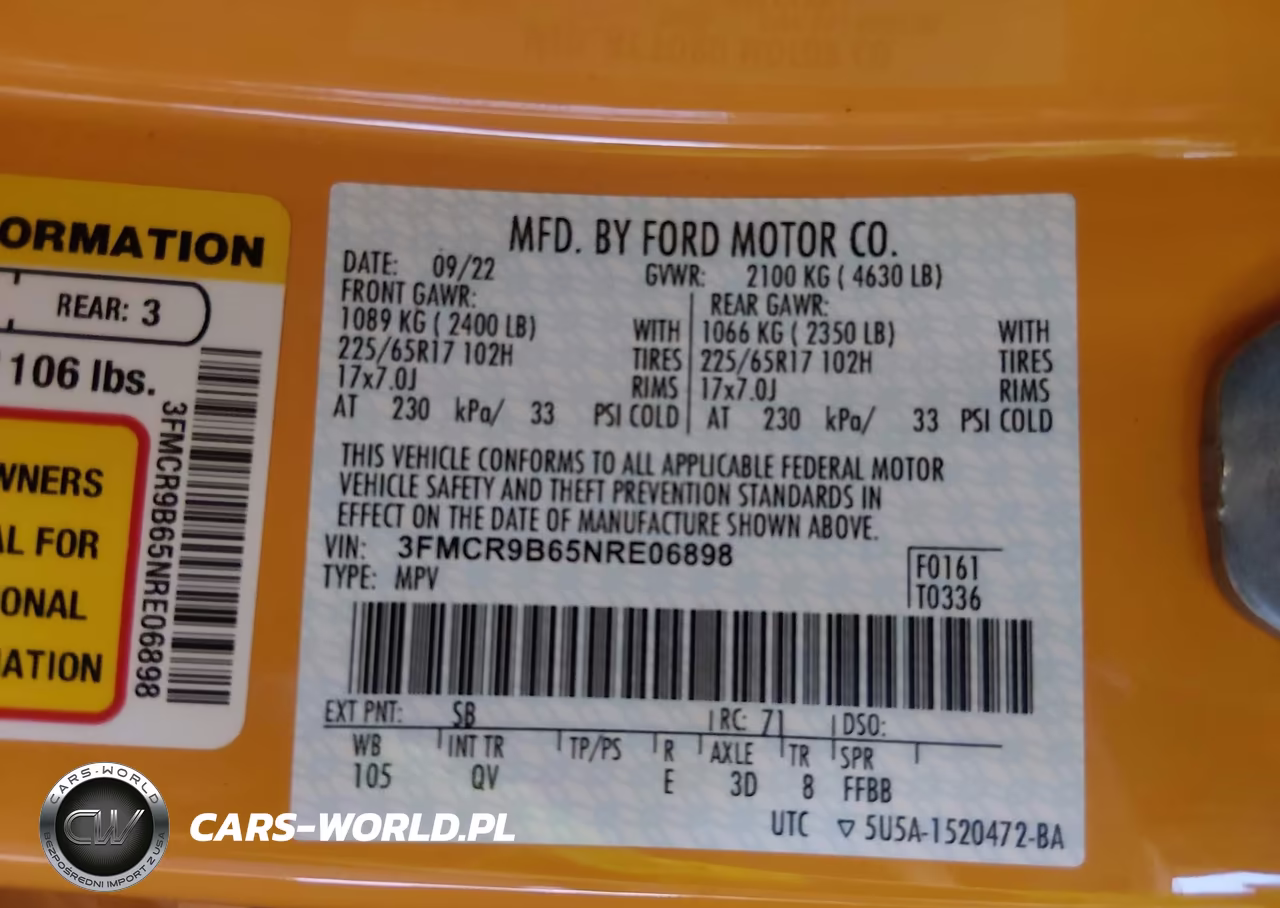 2022 Ford Bronco Sport Big Bend VIN:3FMCR9B65NRE06898 - 9