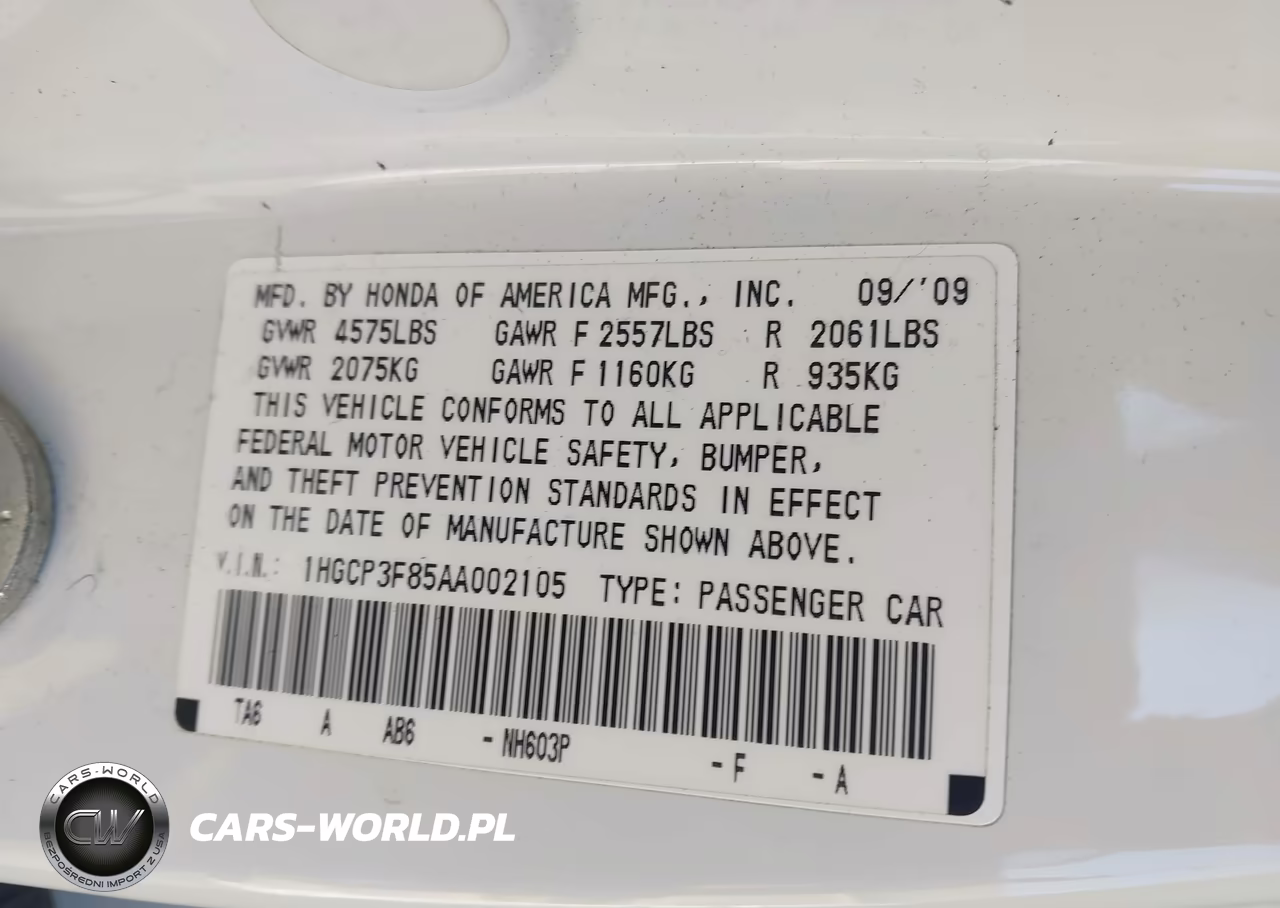 2010 Honda Accord 3.5 Ex-L VIN:1HGCP3F85AA002105 - 9