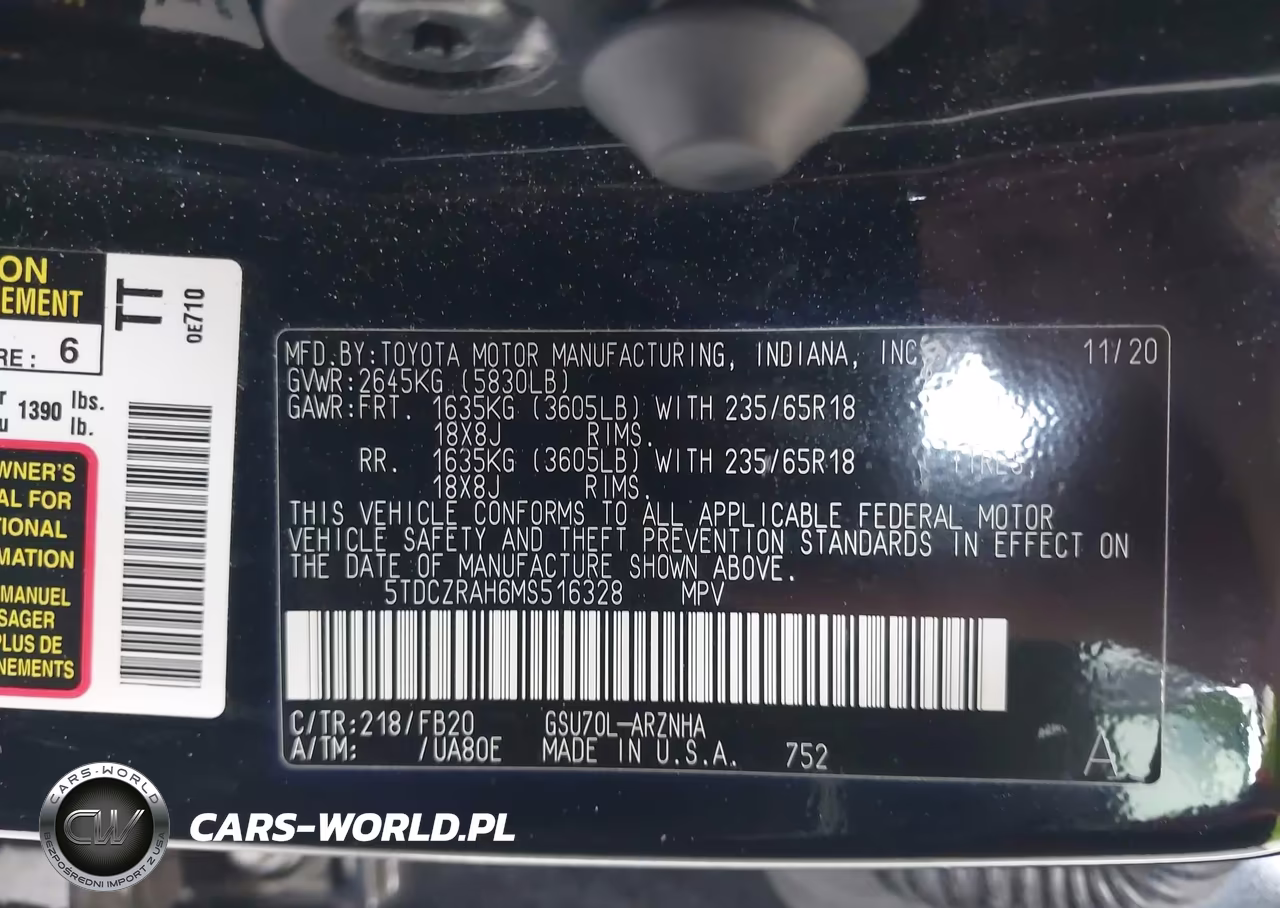 2021 Toyota Highlander L VIN:5TDCZRAH6MS516328 - 9