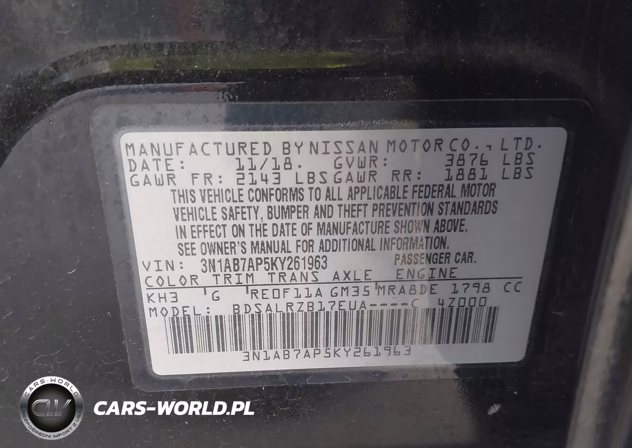 2019 Nissan Sentra Sr VIN:3N1AB7AP5KY261963 - 9