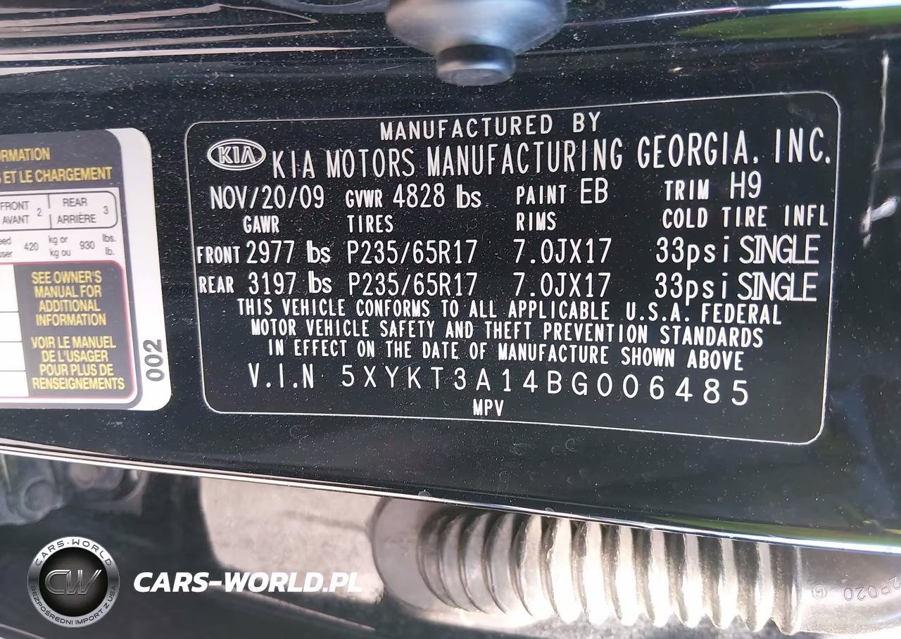 2011 Kia Sorento VIN:5XYKT3A14BG006485 - 9