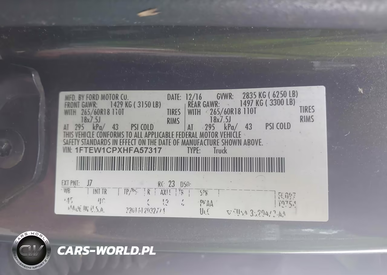 2017 Ford F-150 Xlt VIN:1FTEW1CPXHFA57317 - 9