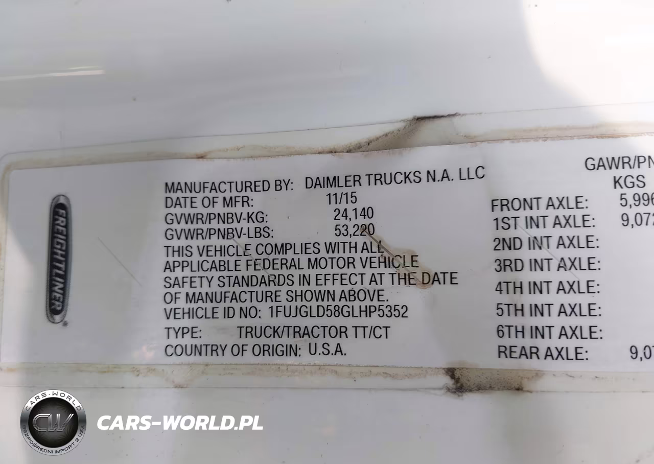 2016 Freightliner Cascadia 125 VIN:1FUJGLD58GLHP5352 - 8