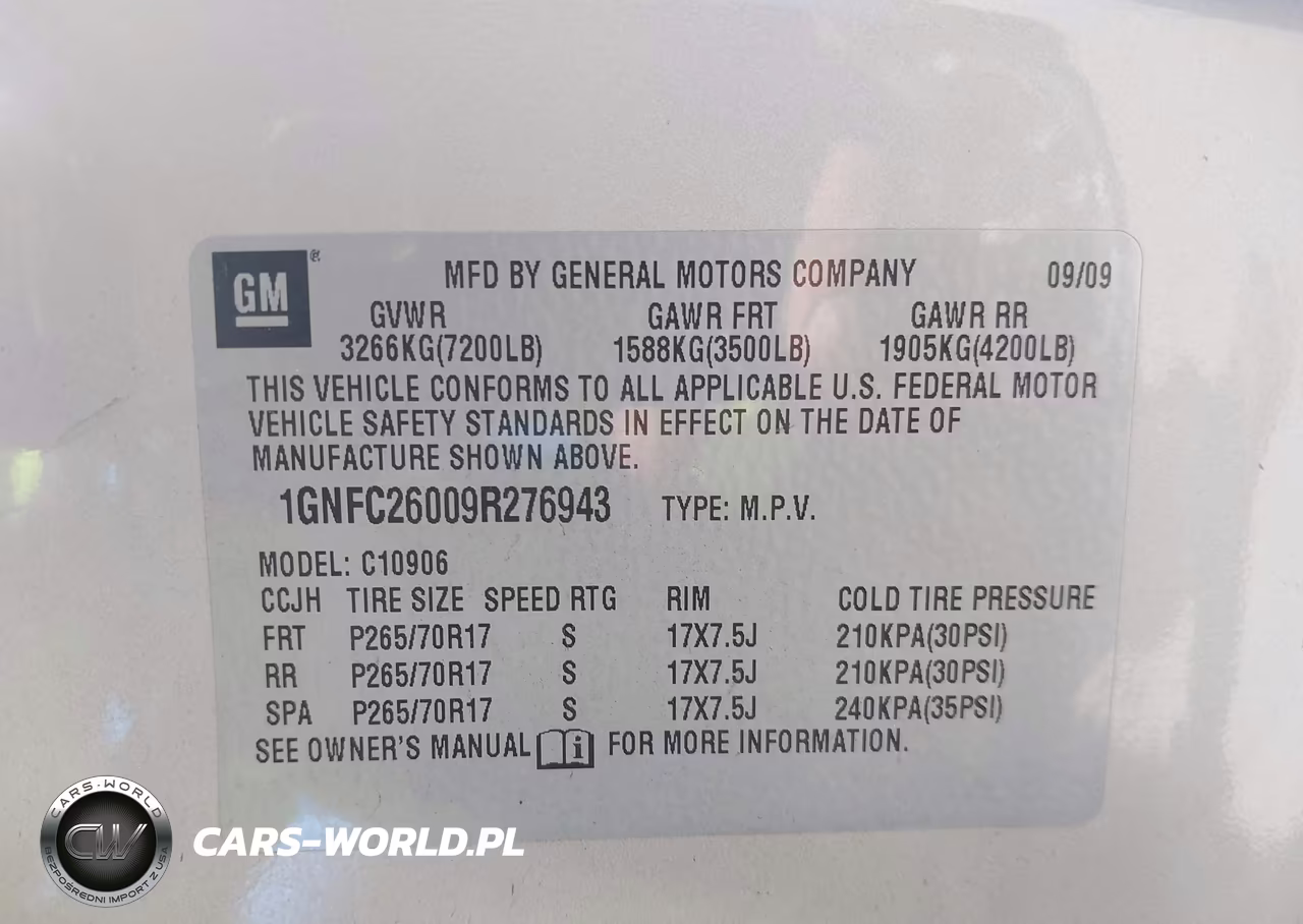 2009 Chevrolet Suburban 1500 Lt1 VIN:1GNFC26009R276943 - 9