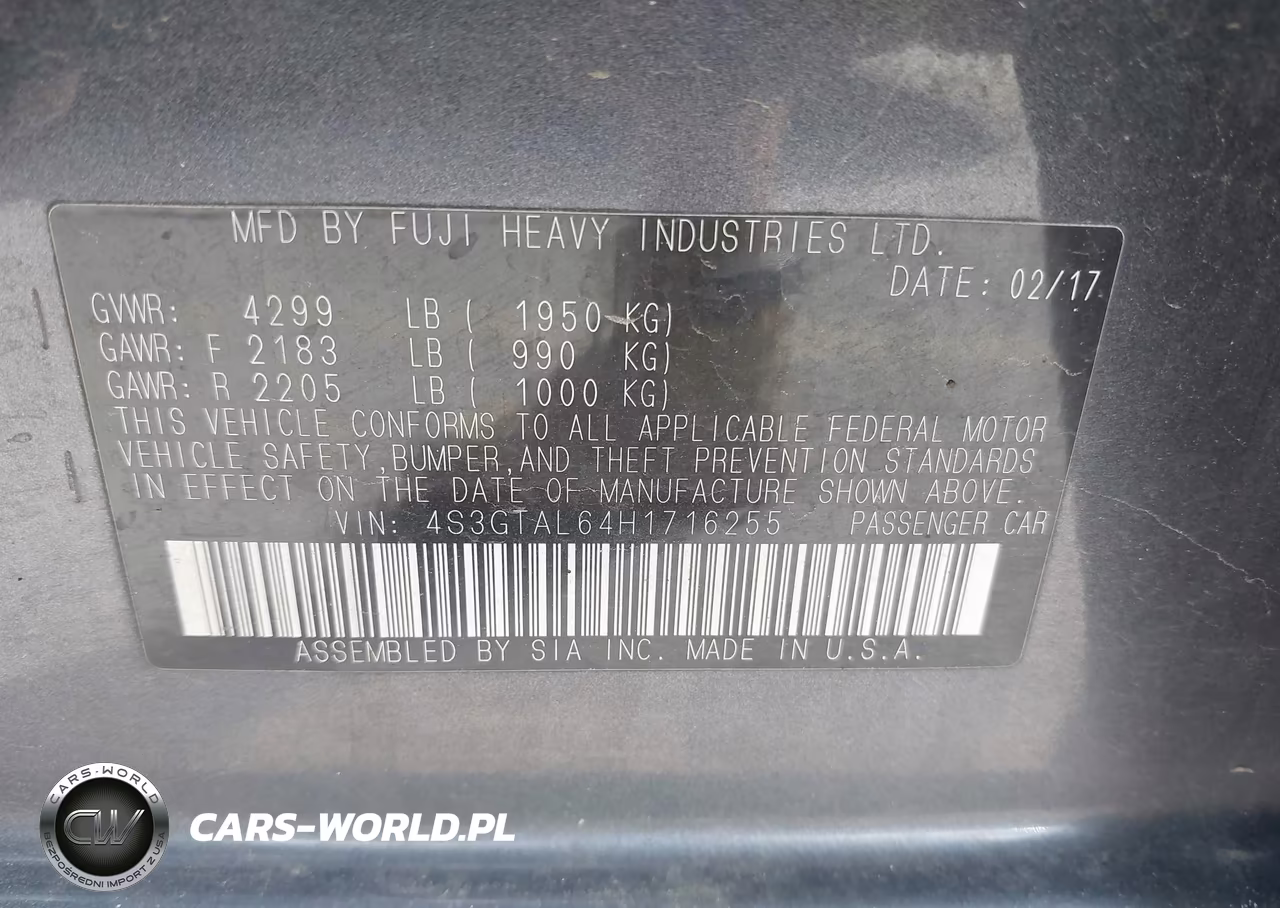 2017 Subaru Impreza 2.0I Sport VIN:4S3GTAL64H1716255 - 9