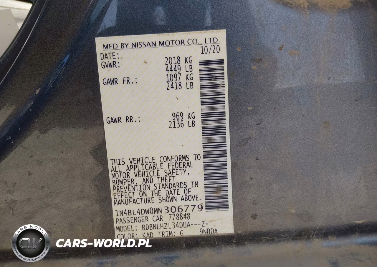 2021 Nissan Altima Sv Intelligent Awd VIN:1N4BL4DW0MN306779 - 9