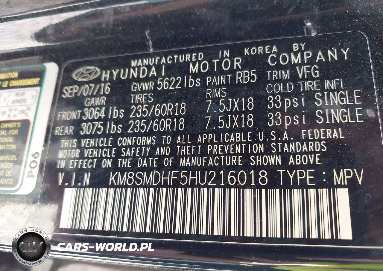 2017 Hyundai Santa Fe Se VIN:KM8SMDHF5HU216018 - 9