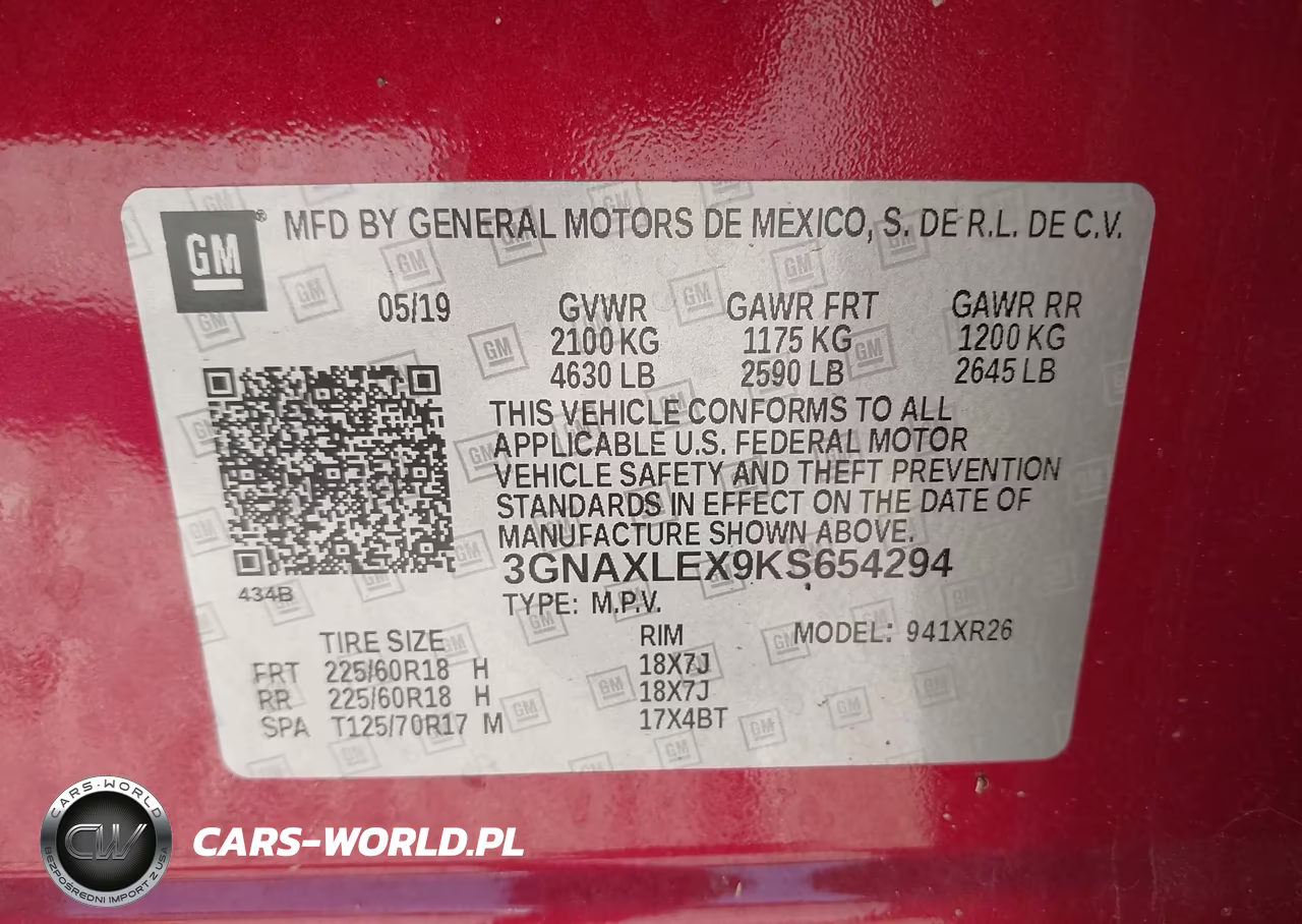 2019 Chevrolet Equinox Lt VIN:3GNAXLEX9KS654294 - 9