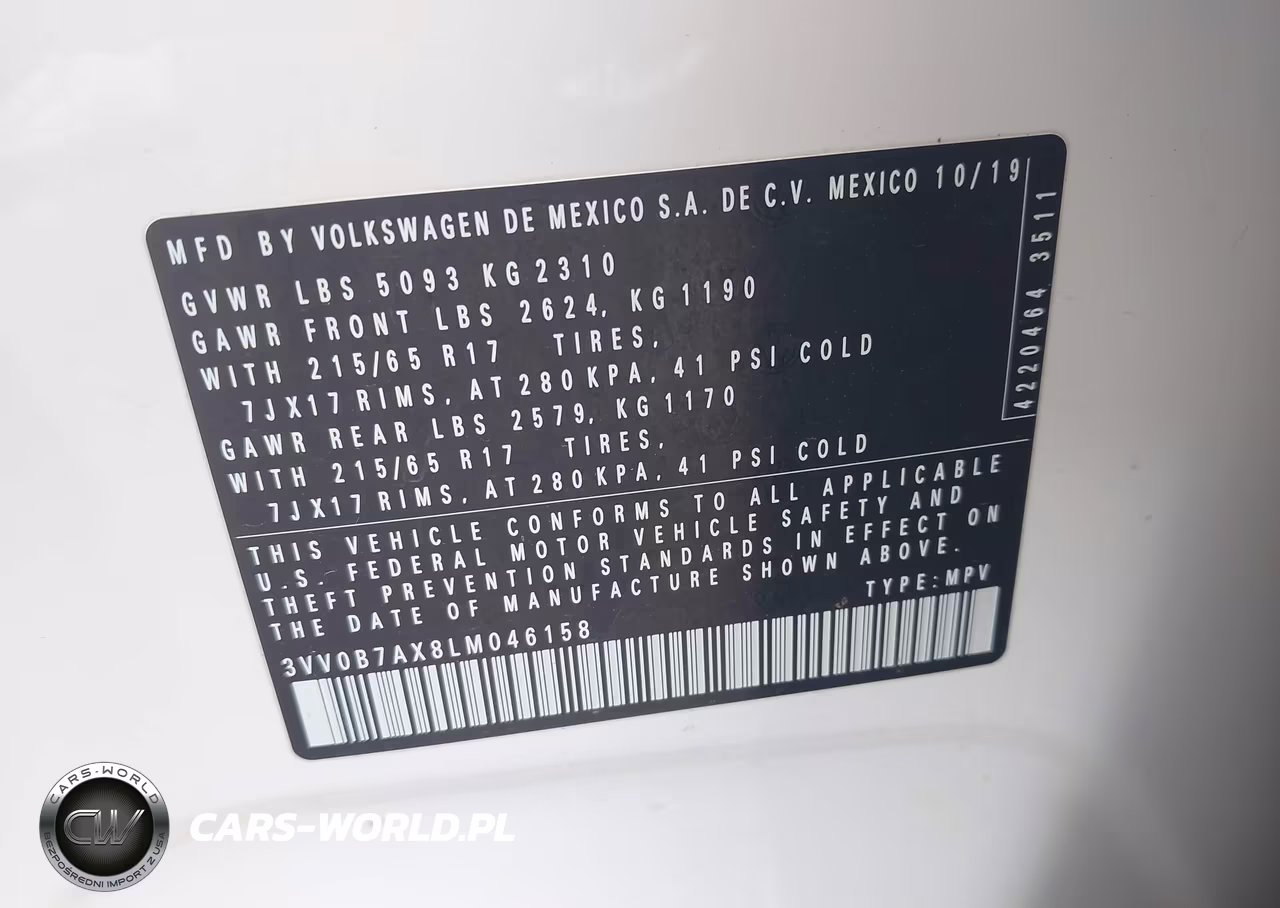 2020 Volkswagen Tiguan 2.0T S VIN:3VV0B7AX8LM046158 - 9
