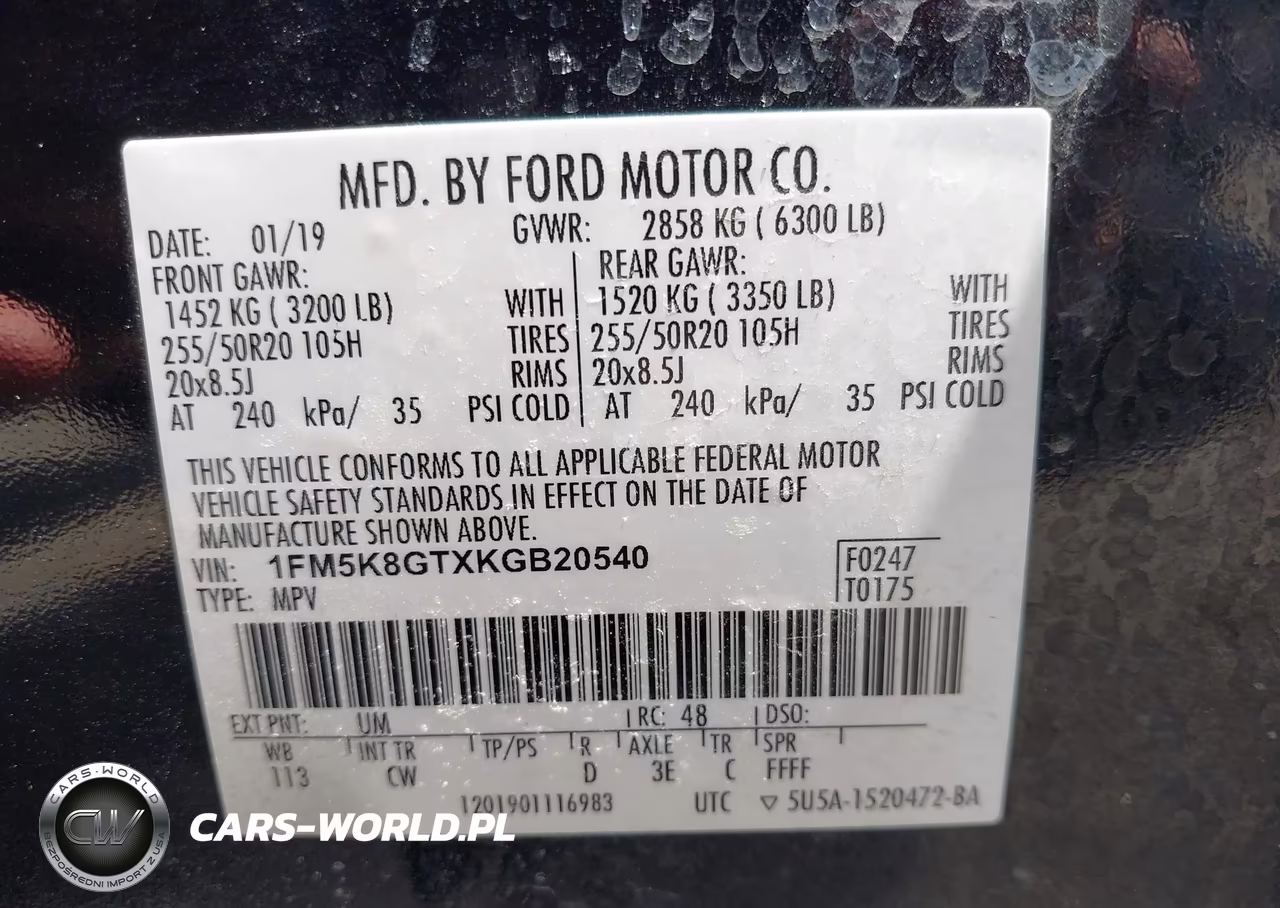 2019 Ford Explorer Sport VIN:1FM5K8GTXKGB20540 - 9