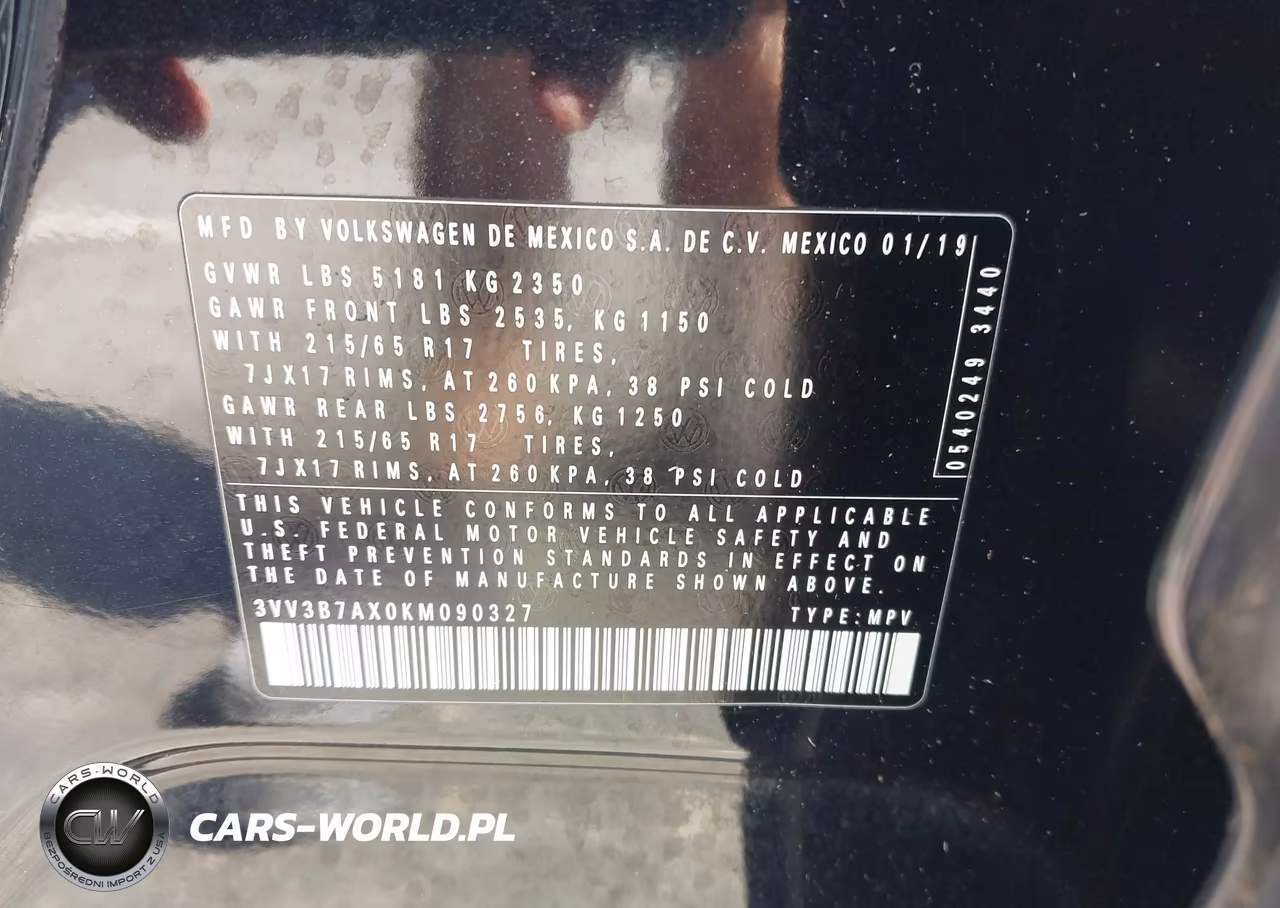 2019 Volkswagen Tiguan 2.0T Se-2.0T Sel-2.0T Sel R-Line-2.0T Sel R-Line Black VIN:3VV3B7AX0KM090327 - 9