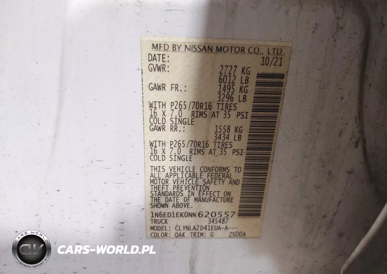 2022 Nissan Frontier S 4X4 VIN:1N6ED1EK0NN620557 - 9