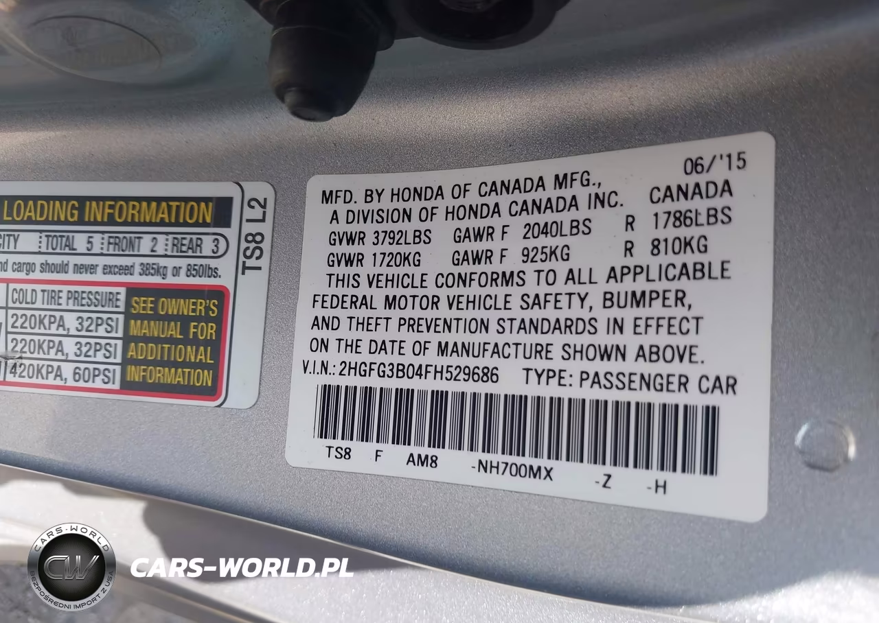2015 Honda Civic Ex-L VIN:2HGFG3B04FH529686 - 9
