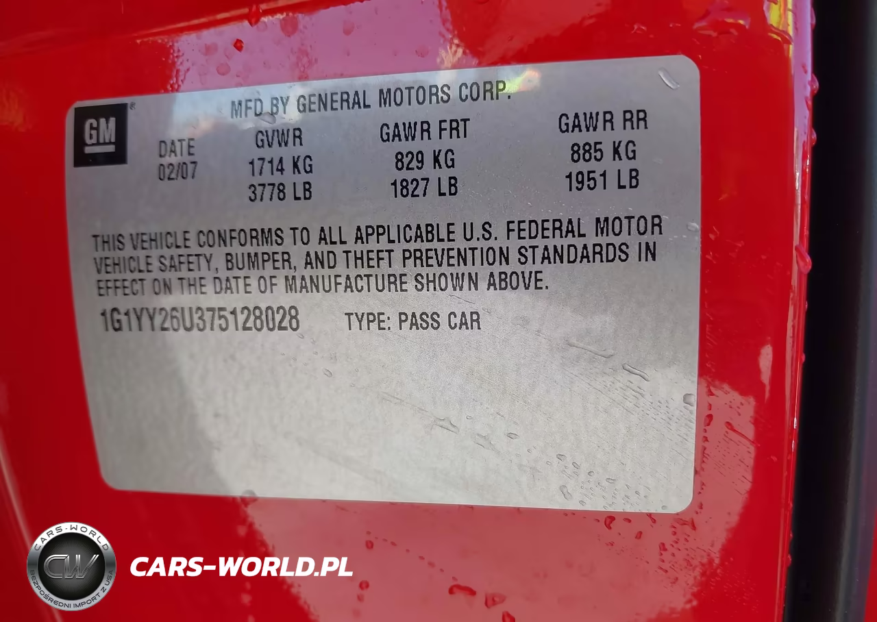 2007 Chevrolet Corvette VIN:1G1YY26U375128028 - 9