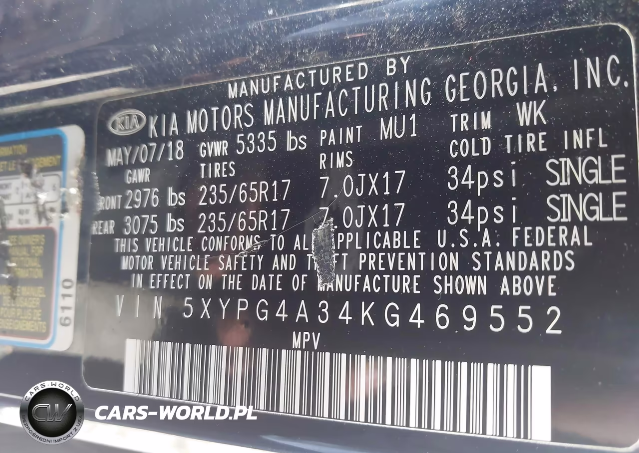 2019 Kia Sorento 2.4L Lx VIN:5XYPG4A34KG469552 - 9