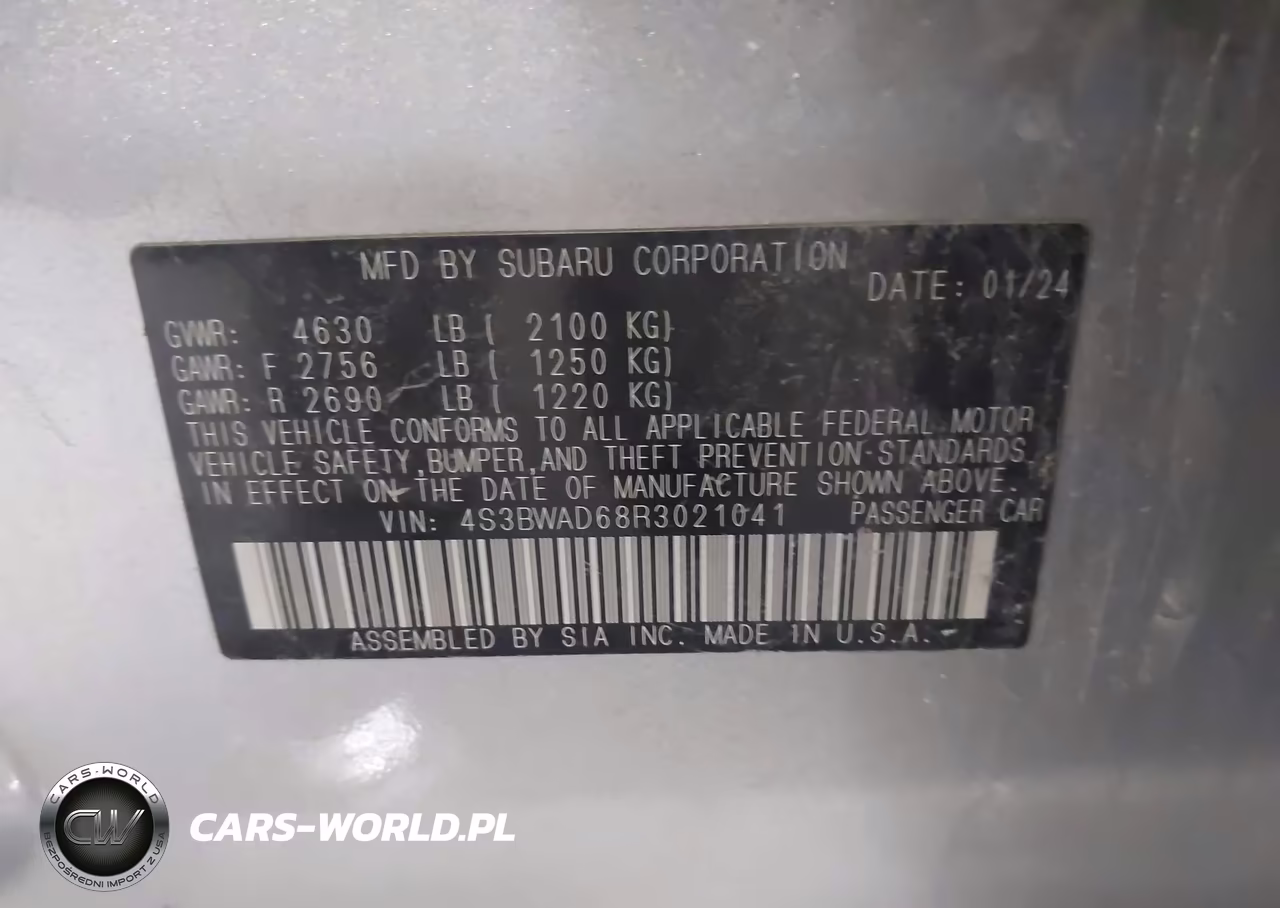 2024 Subaru Legacy Premium VIN:4S3BWAD68R3021041 - 9