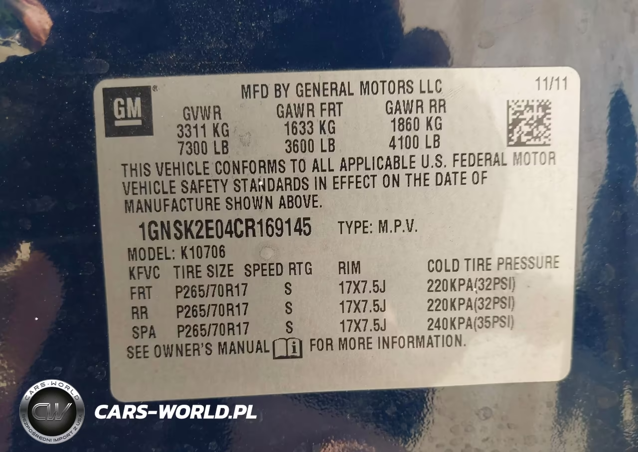 2012 Chevrolet Tahoe Commercial Fleet VIN:1GNSK2E04CR169145 - 9