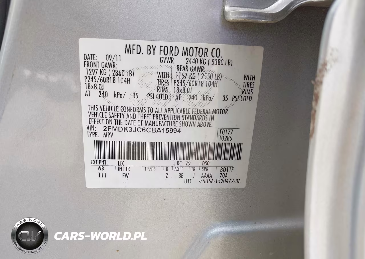 2012 Ford Edge Sel VIN:2FMDK3JC6CBA15994 - 9