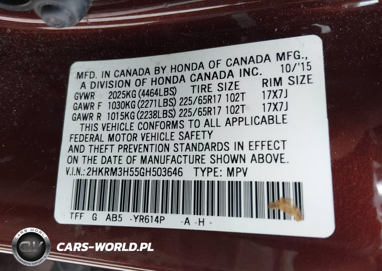 2016 Honda Cr-V Ex VIN:2HKRM3H55GH503646 - 9