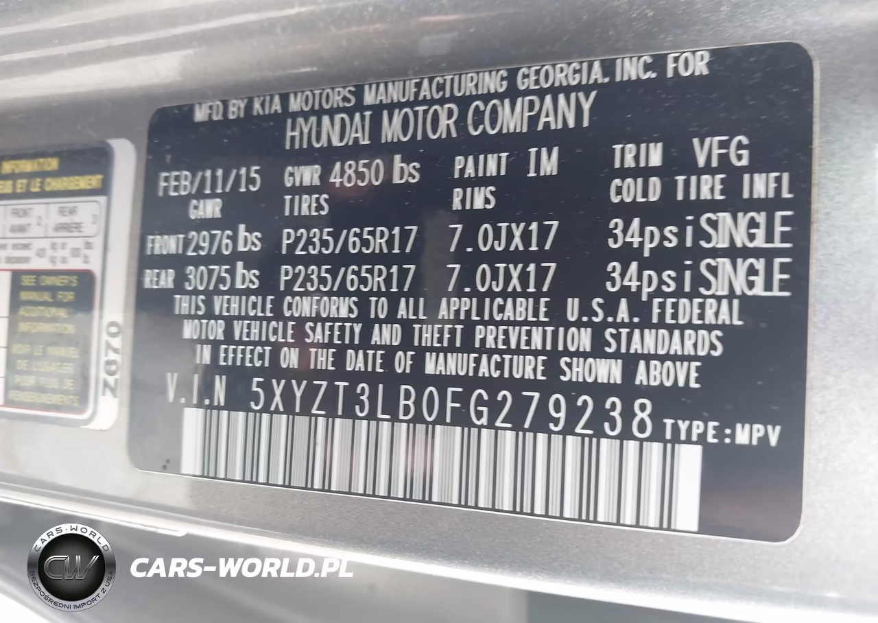 2015 Hyundai Santa Fe Sport 2.4L VIN:5XYZT3LB0FG279238 - 9