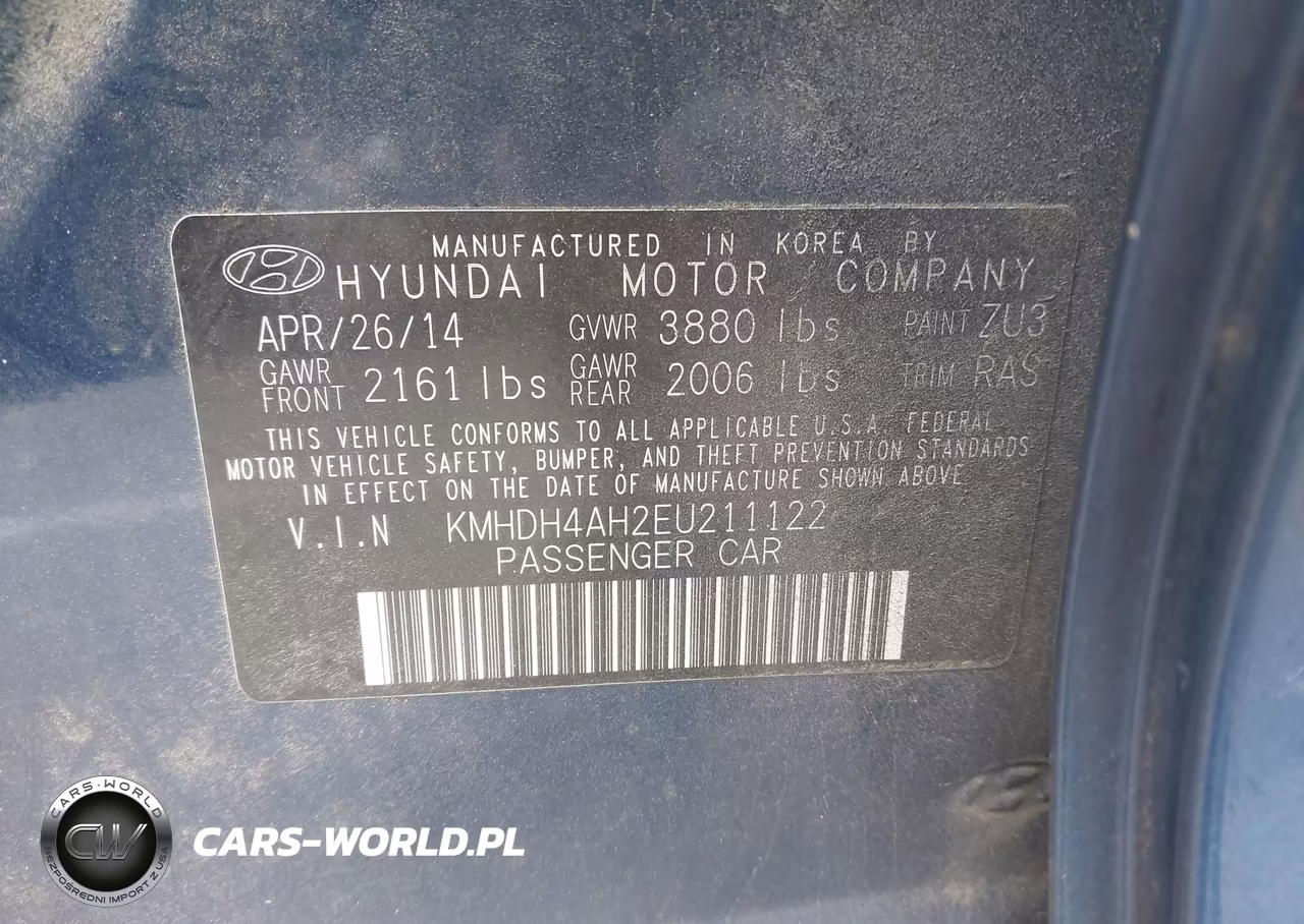 2014 Hyundai Elantra Sport VIN:KMHDH4AH2EU211122 - 9