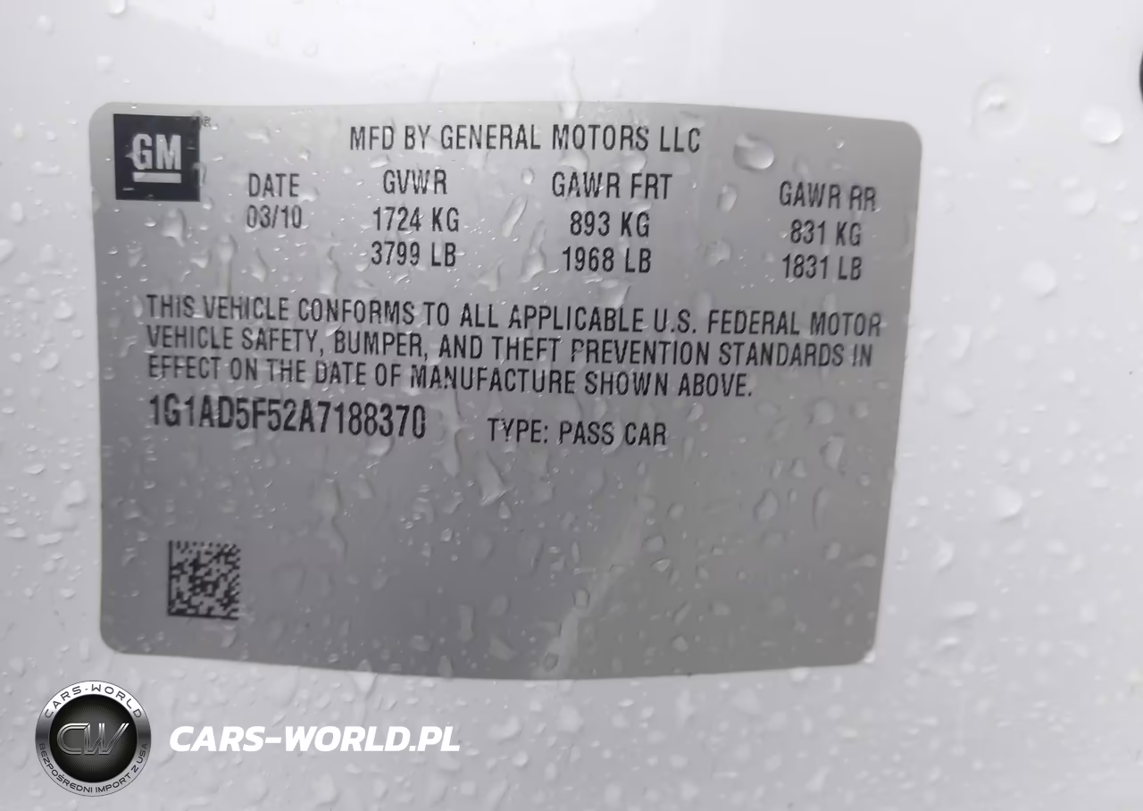 2010 Chevrolet Cobalt Lt VIN:1G1AD5F52A7188370 - 9