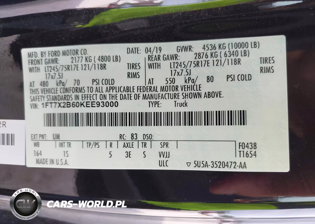 2019 Ford F-250 Xl VIN:1FT7X2B60KEE93000 - 9
