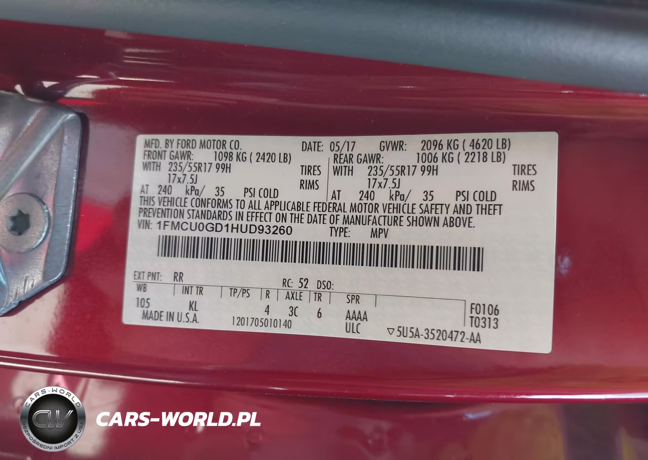 2017 Ford Escape Se VIN:1FMCU0GD1HUD93260 - 9