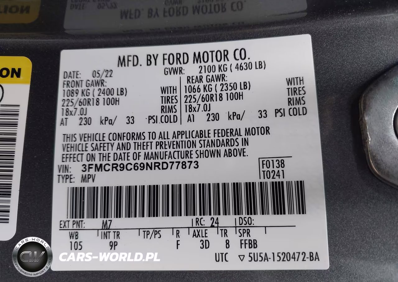 2022 Ford Bronco Sport Outer Banks VIN:3FMCR9C69NRD77873 - 9