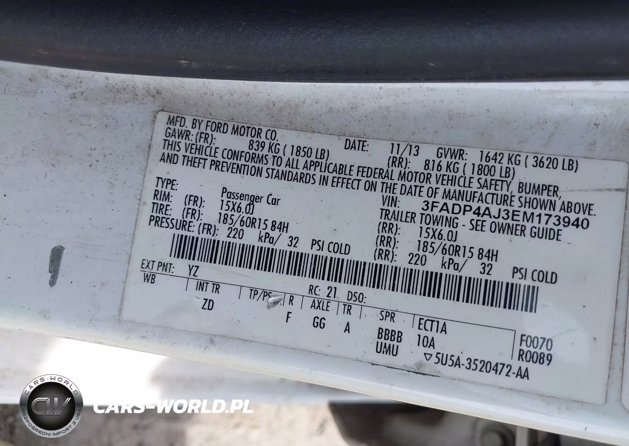 2014 Ford Fiesta S VIN:3FADP4AJ3EM173940 - 9