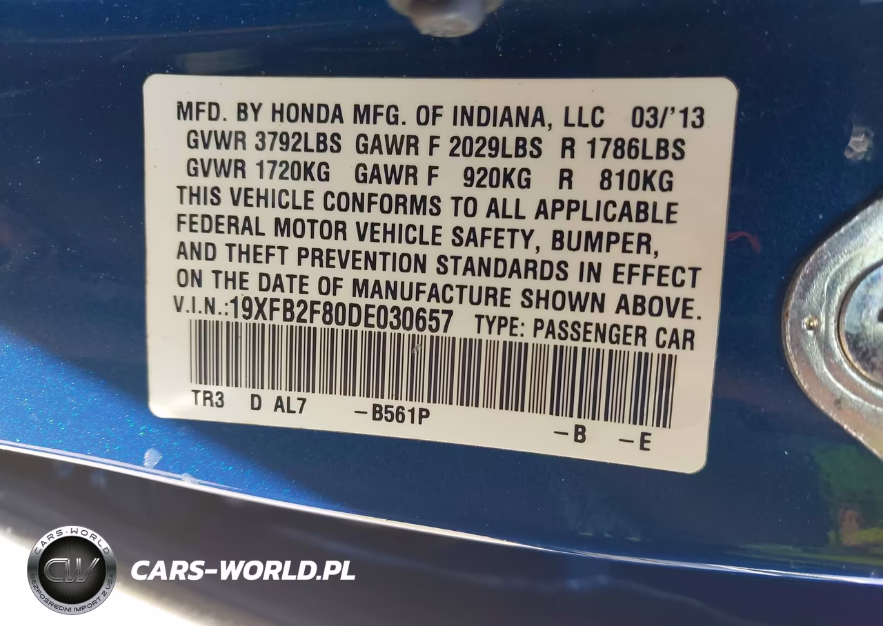 2013 Honda Civic Ex VIN:19XFB2F80DE030657 - 9