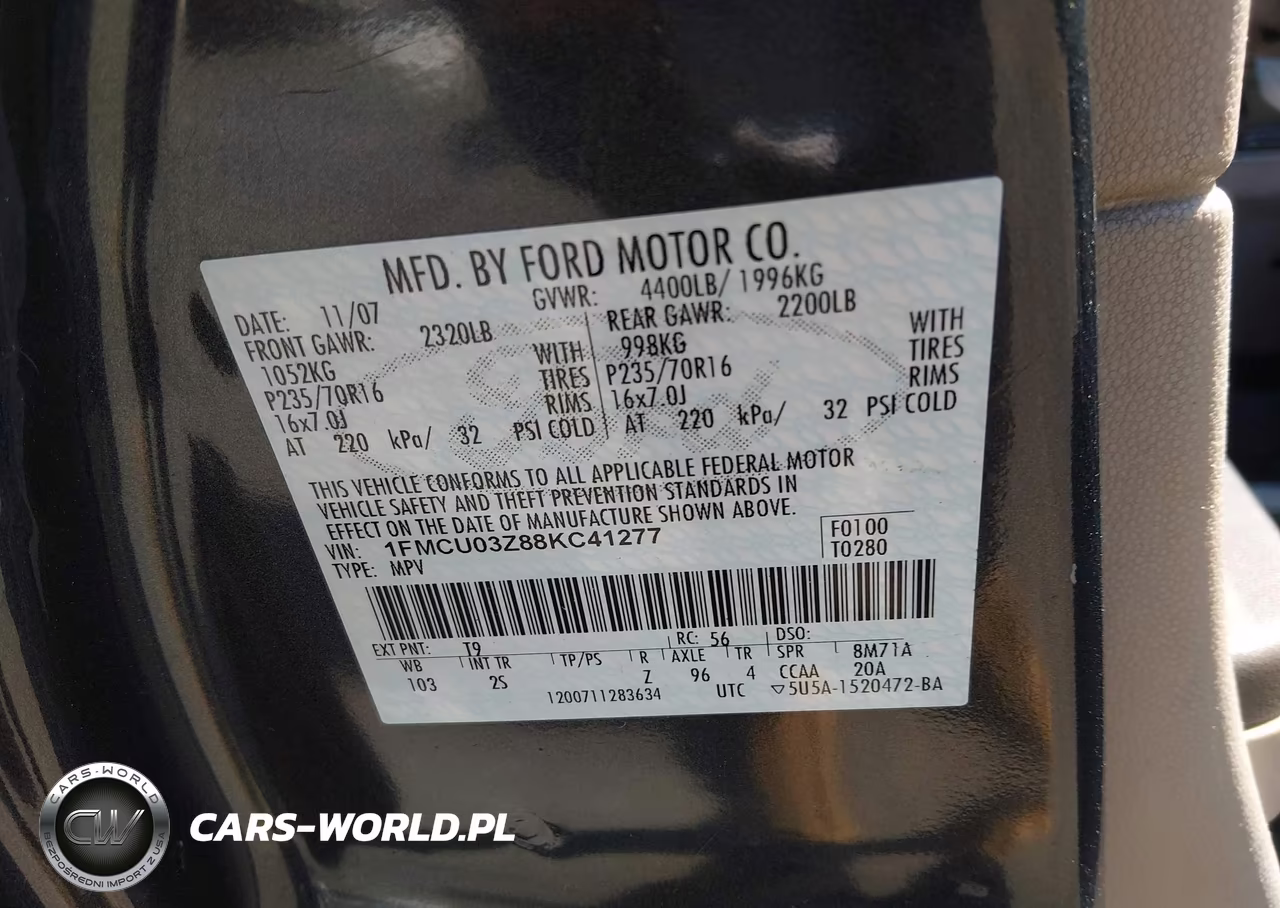2008 Ford Escape Xlt VIN:1FMCU03Z88KC41277 - 9