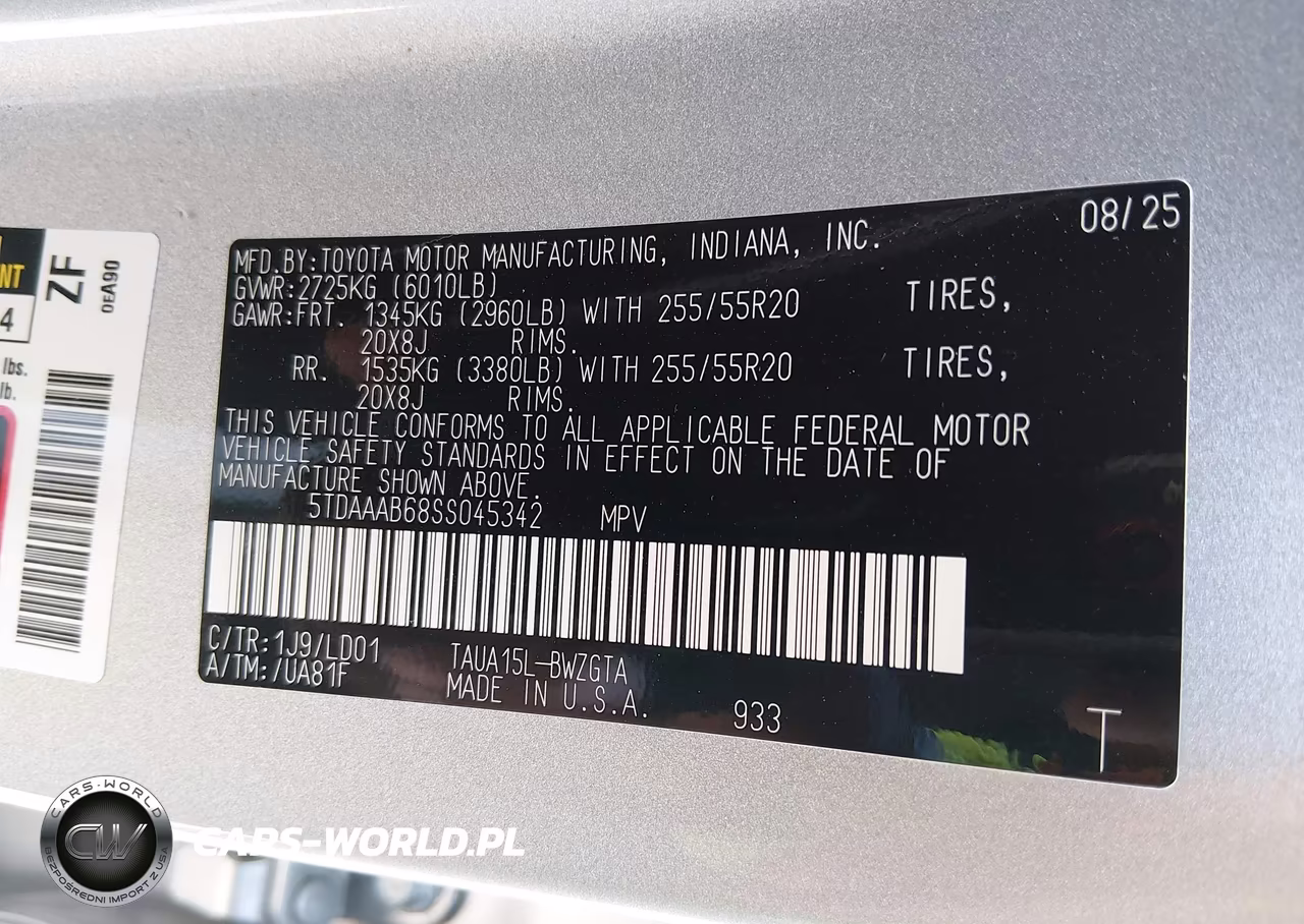 2025 Lexus Tx 350 Base-350 Premium-350 Luxury-350 F Sport VIN:5TDAAAB68SS045342 - 9