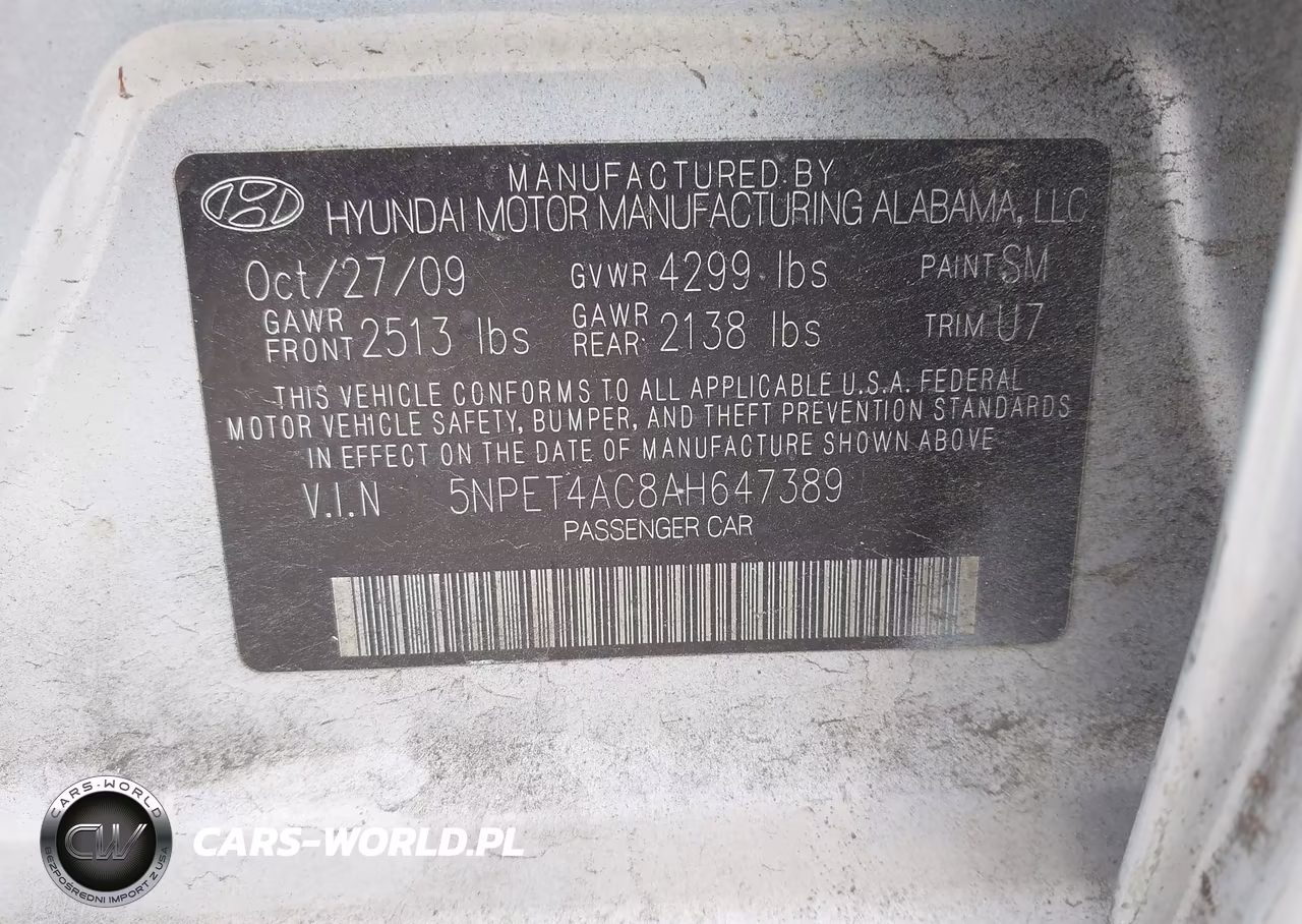 2010 Hyundai Sonata Gls VIN:5NPET4AC8AH647389 - 9