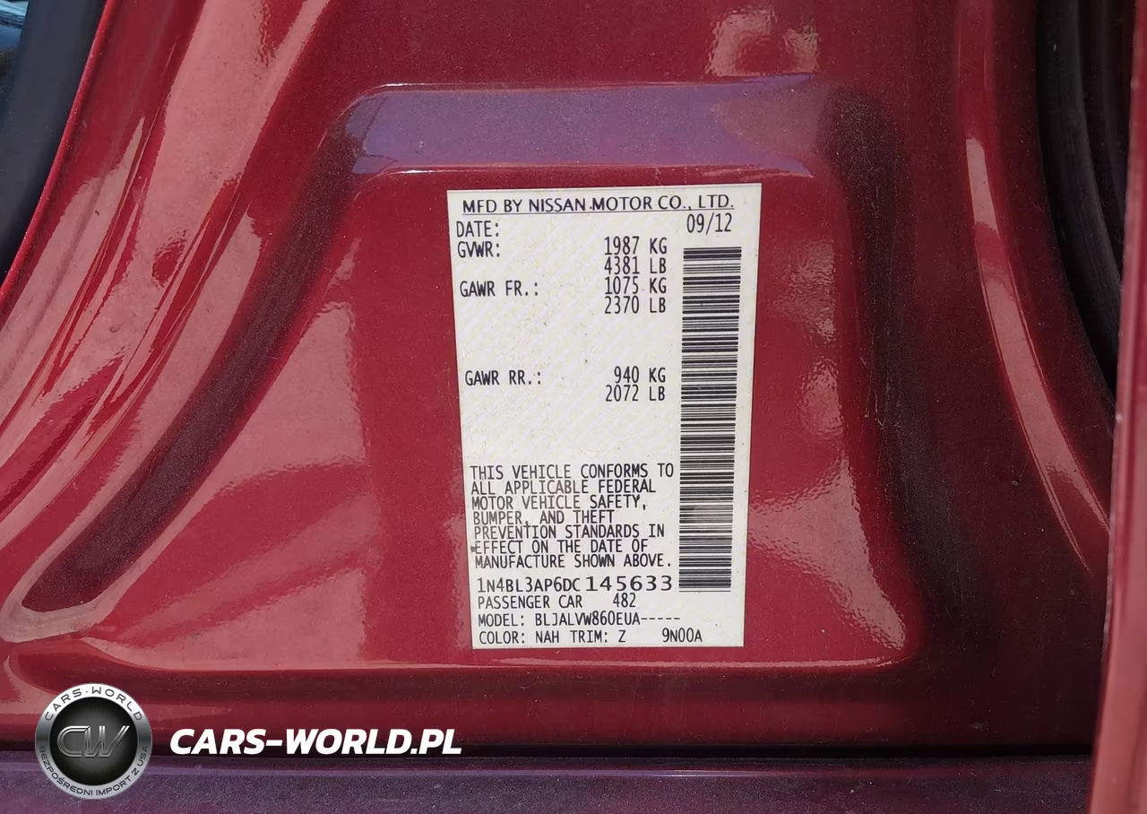 2013 Nissan Altima 3.5 Sl VIN:1N4BL3AP6DC145633 - 9