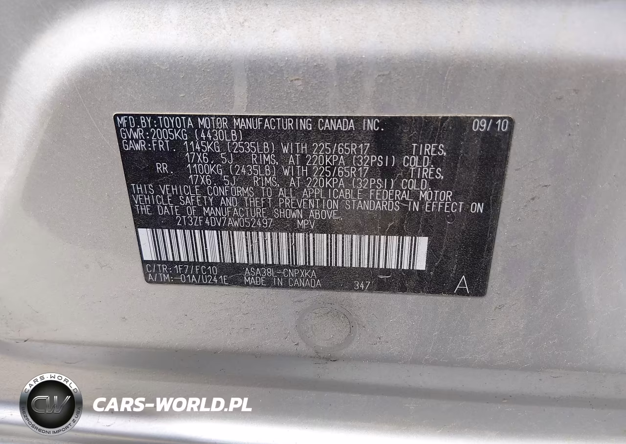 2010 Toyota Rav4 VIN:2T3ZF4DV7AW052497 - 9